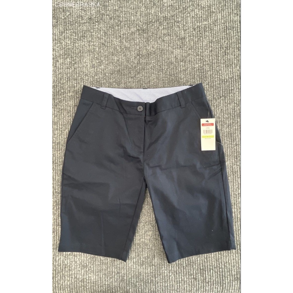 Tommy Hilfiger Women's Navy School Uniform Chino Stretch Shorts Size 4‎ NWT